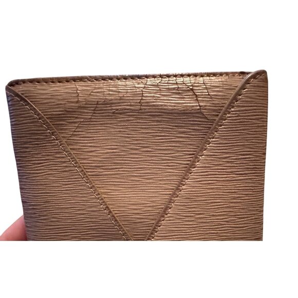 Prada Milano Envelope Clutch Wallet Womens Leather Beige Textured Gold Logo - Picture 7 of 9